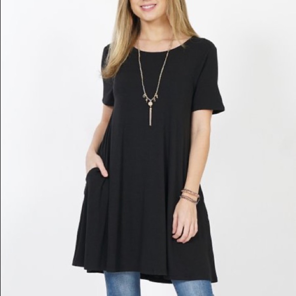 Chic Boho Casual Flowy CrewNeck Pocket Tunic